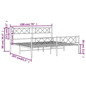 Berkfield Metal Bed Frame with Headboard and Footboard White 193x203 cm