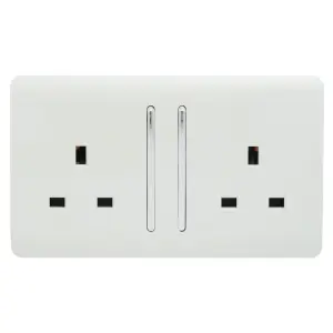 Trendiswitch 2 Gang 13 Amp Switched Socket White