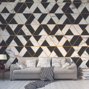 Origin Murals Marbled Textured Geometric White Matt Smooth Paste the Wall Mural 350cm Wide X 280cm High