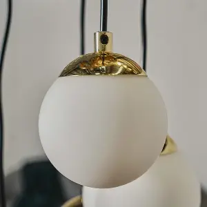 ValueLights Beauworth 5 Way Hanging Polished Gold and Glass Globe Shade Ceiling Pendant Light Fitting