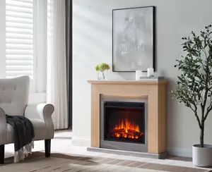 FLAMME Mardella Fireplace with 40" surround with 2kW Fireplace Heater Black Multiple Colours Available