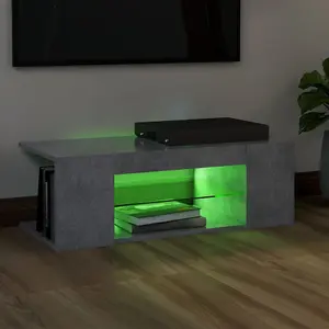 Berkfield TV Cabinet with LED Lights Concrete Grey 90x39x30 cm