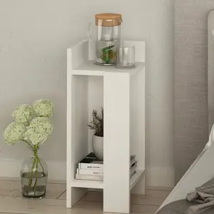 Lochlan Modern Compact Nightstand Bedside Table 25 x 27 x 60cm  Bedroom Furniture White / Left Orientation