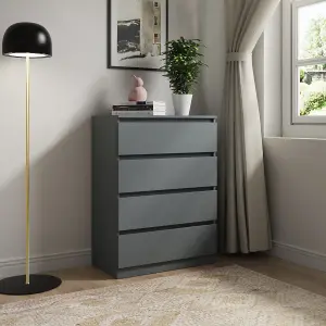 SunDaze Chest of Drawers Storage Bedroom Furniture Cabinet 4 Drawer Dark Grey 70x40x95.5cm