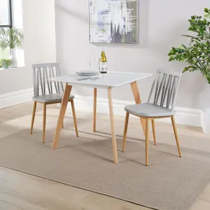 Home Source Trinity Table and 2 Grey Lucy Chairs