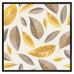 Botanical gold and purple leaf (Picutre Frame) / 12x12" / Black