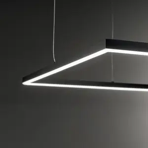 Luminosa Oracle Decorative Square Integrated Pendant Light Black, 3000K, 41W