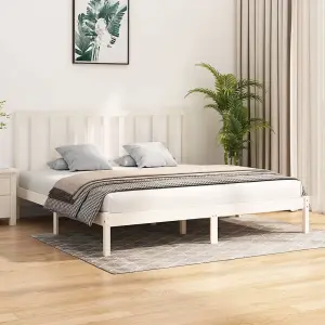 Berkfield Bed Frame White Solid Wood Pine 200x200 cm