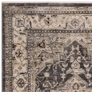 Charcoal Traditional Luxurious Traditional Easy to clean Bordered Bedroom Dining Room Living Room Rug -160cm X 240cm