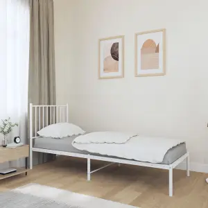 Berkfield Metal Bed Frame with Headboard White 75x190 cm 2FT6 Small Single