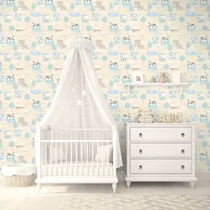 Galerie Tiny Tots 2 Beige Turquoise Farmland Smooth Wallpaper