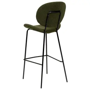 Set of 2 Bar Chairs LUANA Boucle Dark Green