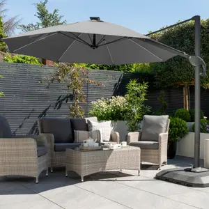 Norfolk Leisure One Box (W) 3m (H) 2.5m Dark grey Cantilever parasol