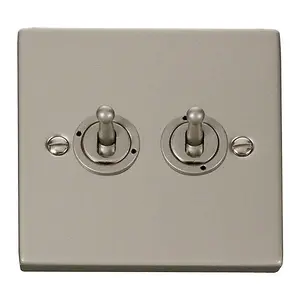 Pearl Nickel 2 Gang 2 Way 10AX Toggle Light Switch - SE Home