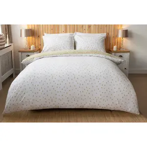 Belledorm Snowfall Duvet Cover Set Cream/White (Superking)