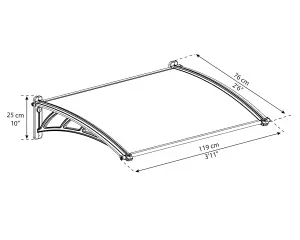 Palram - Canopia Neo Door canopy, (H)250mm (W)1190mm (D)760mm