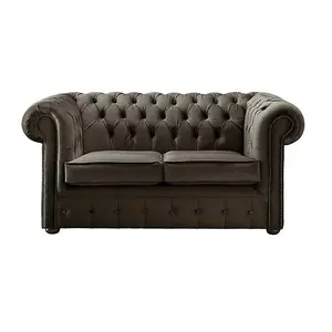 Chesterfield 2 Seater Fabric Malta Mushroom 07 Sofa