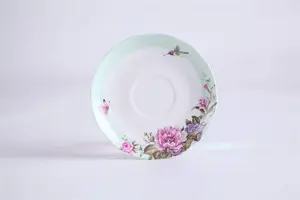 Tea for One Teapot Cup suacer Set Shaby Chic Flora Bird Rose Butterfly Porcelain Gift Box (Teal)