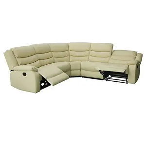 Sorreno Bonded Leather Recliner Corner Sofa In Ivory