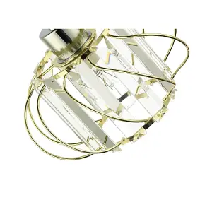 Modern Pendant Lamp Shade with Clear Acrylic Rectangular Prims and Gold Frame