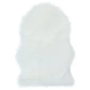 GoodHome Hegoa White Faux Fur effect Small Rug, (L)90cm x (W)60cm