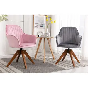 Upholstered Swivel Dining Chair Pink Velvet