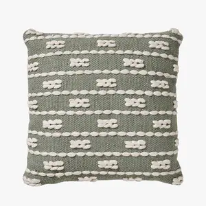 Indoor / Outdoor Striped Square Throw Cushion Green