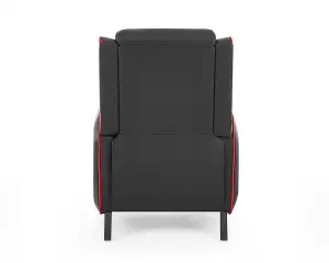 Cougar Gaming Recliner Armchair with Footrest , Black Faux Leather With Red Trim