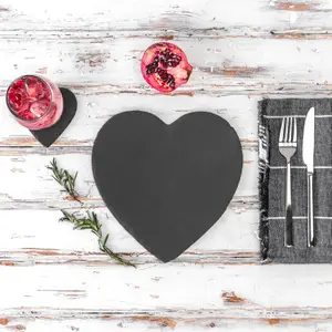 Argon Tableware - Heart Slate Placemats - 25cm - Pack of 6