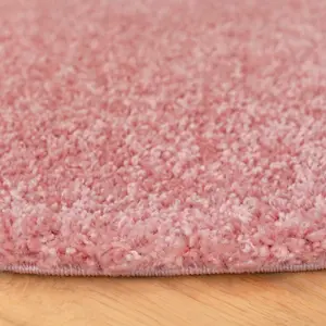 Soft Value Blush Pink Shaggy Area Rug 135x135cm