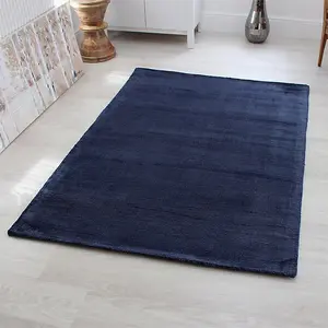 Plain Navy Modern Handmade Rug For Dining Room Bedroom & Living Room-160cm X 230cm