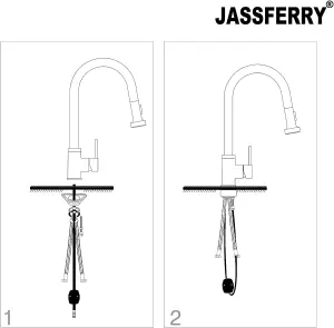 JASSFERRY Pull Out Kitchen Mixer Tap Chrome 360-degree Swivel Spout Pull Down Sprayer High Arc Sink Faucet