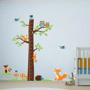 Walplus Wall Stickers Mural Decal Paper Art Fox Tree Height Measure Kids Children Kids Sticker PVC Multicoloured