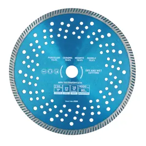 9in / 230mm Dry and Wet Turbo Cutting Disc Porcelain Ceramic Granite Marble 5pk