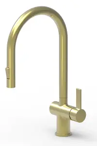 Keenware Kingsbury XL Brushed Brass Dual Spray Pull Out Monobloc Kitchen Tap