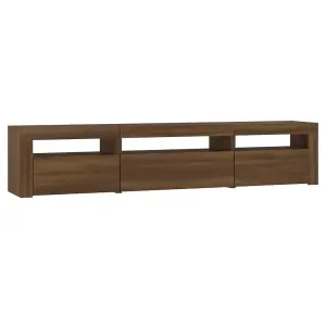 Berkfield TV Cabinet with LED Lights Brown Oak 195x35x40 cm