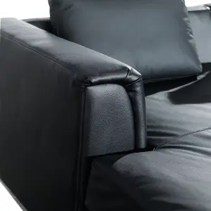 Right-Hand Corner Sofa with Ottoman OSLO Black Leather Right Hand