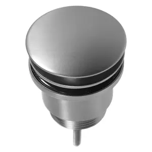 SPARES2GO Clicker Basin Waste Plug 1 1/4" 60mm Click Clack Bathroom Sink Pop Up Push Dome (Brushed Nickel)