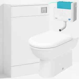 Bubly Bathrooms™ D Shape Back to Wall Toilet with 500mm WC Unit & Side-Entry Concealed Cistern - Square Chrome Dual Flush Plate