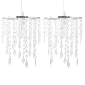 First Choice Lighting Set of 2 Chrome & Clear Jewels Light Shades