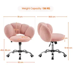 Yaheetech Upholstered Desk Chair with Cloud Shaped Backrest - Pink