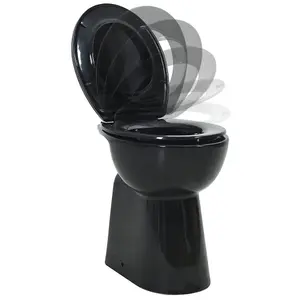 Berkfield High Rimless Toilet Soft Close 7 cm Higher Ceramic Black