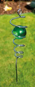 Garden Outdoor Hanging Spiral Wind Spinner with Ball- Green