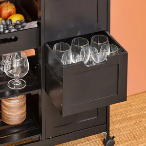 Ryland Wood Kitchen Cart Black / Natural