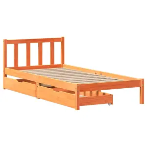 Berkfield Bed Frame without Mattress Wax Brown 100x200 cm Solid Wood Pine