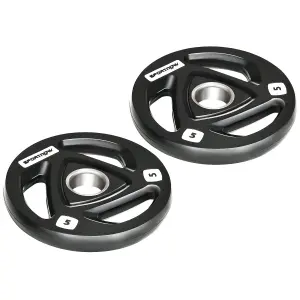 SPORTNOW Olympic Weight Plates for 2'' Barbell Bar with Tri Grips, 2 x 5kg