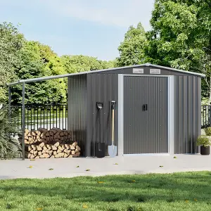 8x4 ft Apex White Waterproof Outdoor Garden Storage Shed with Double Door