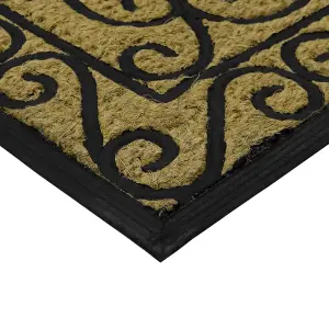 JVL Woven Coir Tuffscrape Doormat, 45x75cm, Scroll