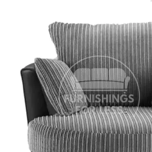 Luxor Jumbo Cord Black and Grey Fabric Single Seater 360 Degree Swivel Chair Sofa Accessory