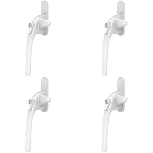 4 PACK - White Cockspur Locking Window Handle - Left Hand - 9 13 17 & 21mm Rebate